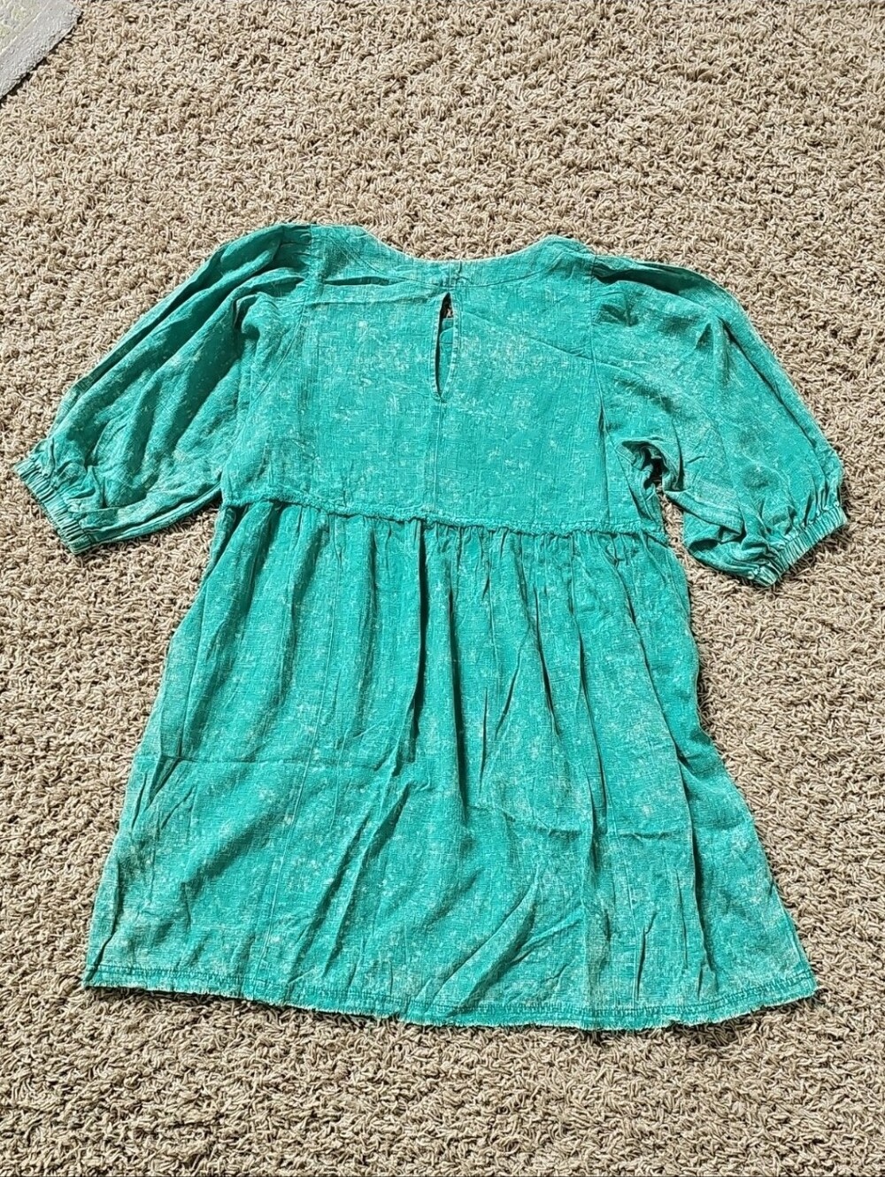 NWT Umgee Taking It Easy Babydoll Dress Green Acid Wash Large Mini - Picture 9 of 10